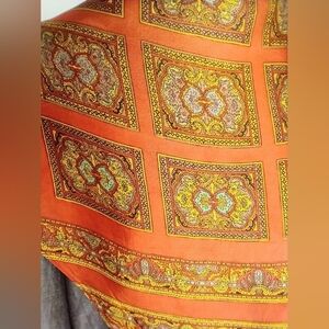Vintage Paisley Scarf in Orange and Gold